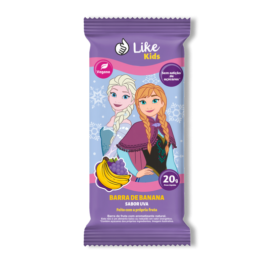 Barra Banana Uva Sem Açúcar Vegana Caixa 12 Un - Like Kids
