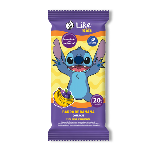Barra Banana Açaí Sem Açúcar Vegana Caixa 12 Un - Like Kids