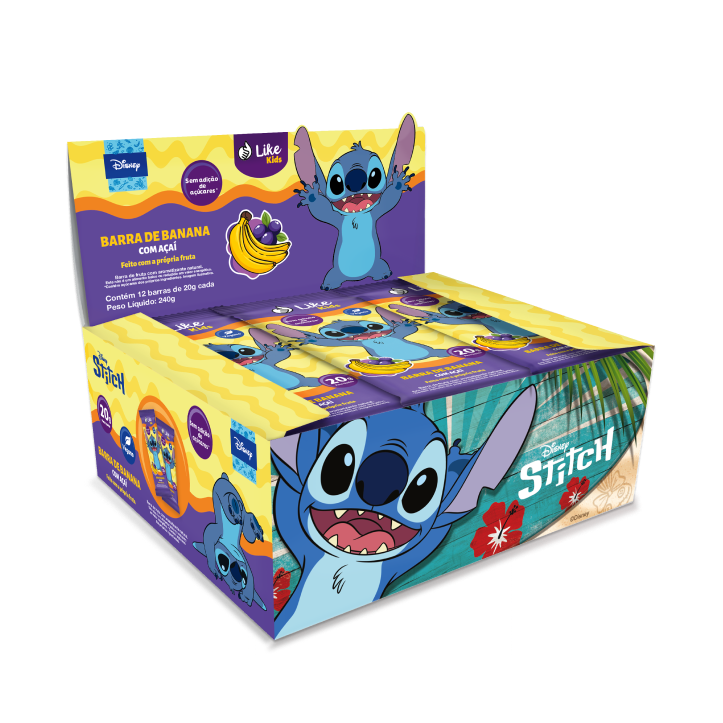 Barra Banana Açaí Sem Açúcar Vegana Caixa 12 Un - Like Kids