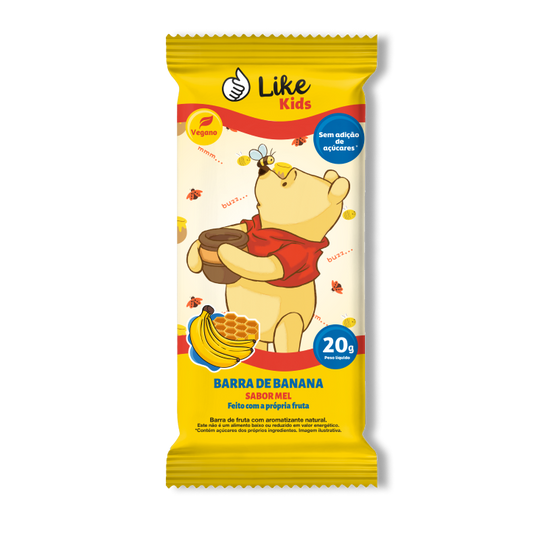 Barra Banana Mel Sem Açúcar Vegana Caixa 12 Un - Like Kids