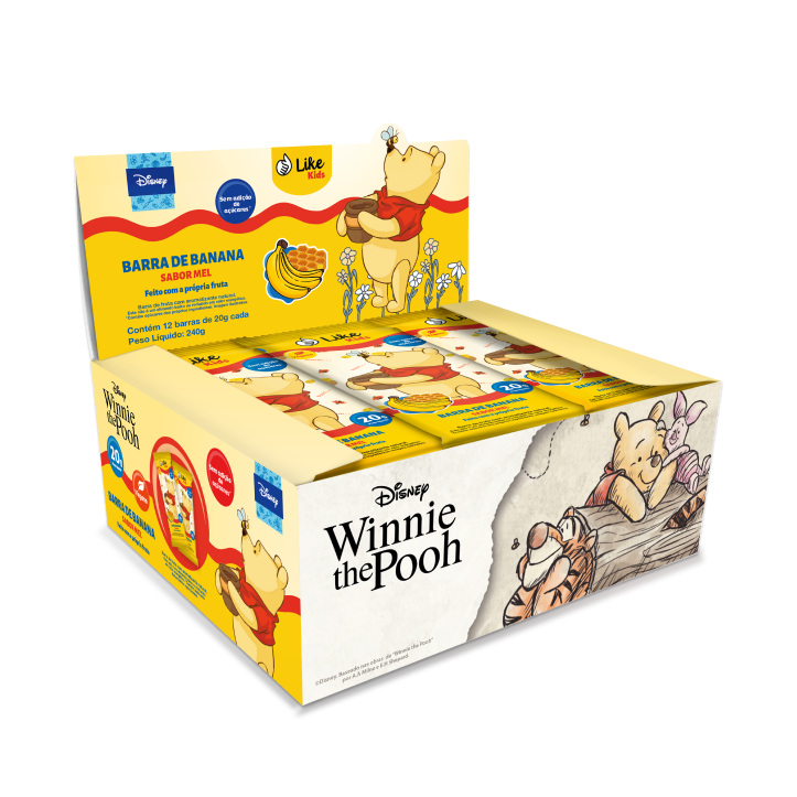 Barra Banana Mel Sem Açúcar Vegana  Caixa 12 Un - Like Kids