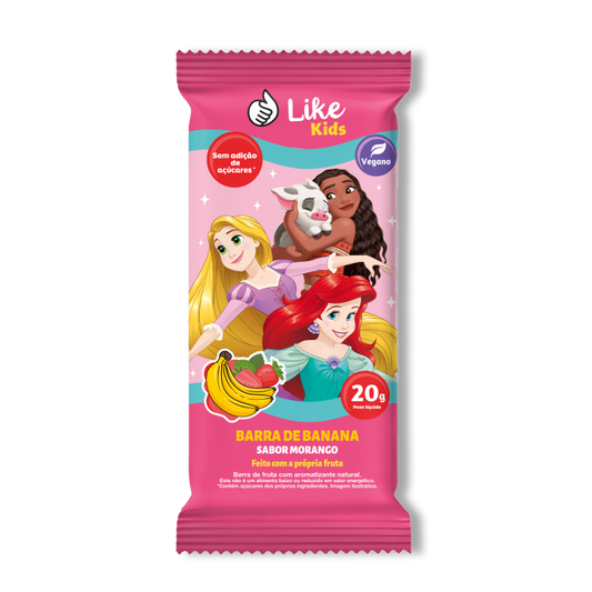 Barra Banana Morango Sem Açúcar Vegana Caixa 12 Un  - Like Kids
