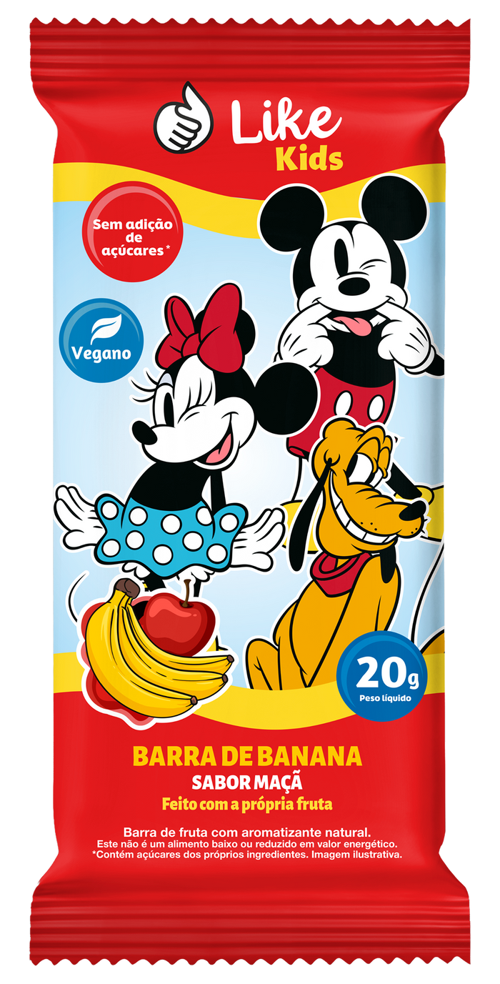 Barra Banana Maçã Sem Açúcar Vegana  Caixa 12 Un  - Like Kids