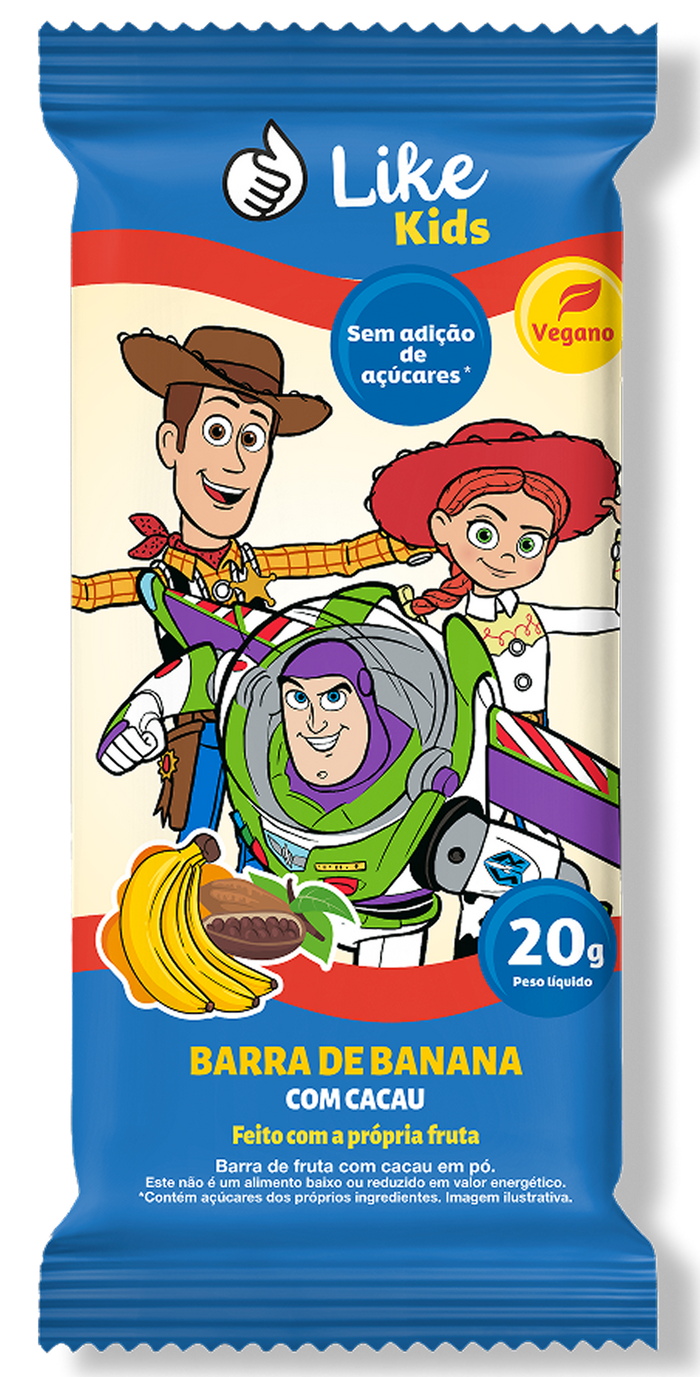 Barra Banana Cacau Sem Açúcar Vegana  Caixa 12 Un - Like Kids