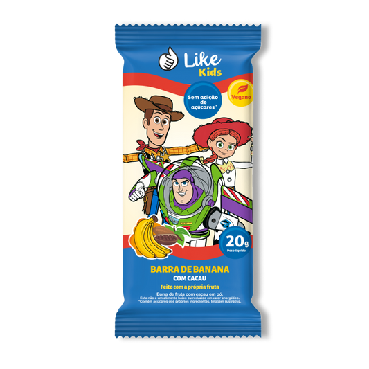 Barra Banana Cacau Sem Açúcar Vegana Caixa 12 Un - Like Kids
